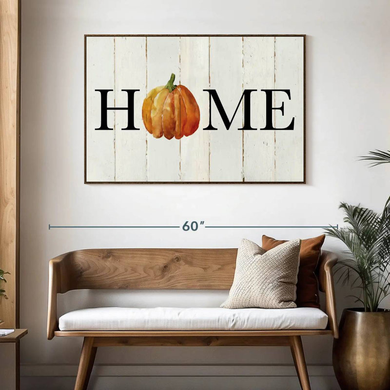 Plaque murale Home, 46 po x 31 po, Cadre flottant noyer