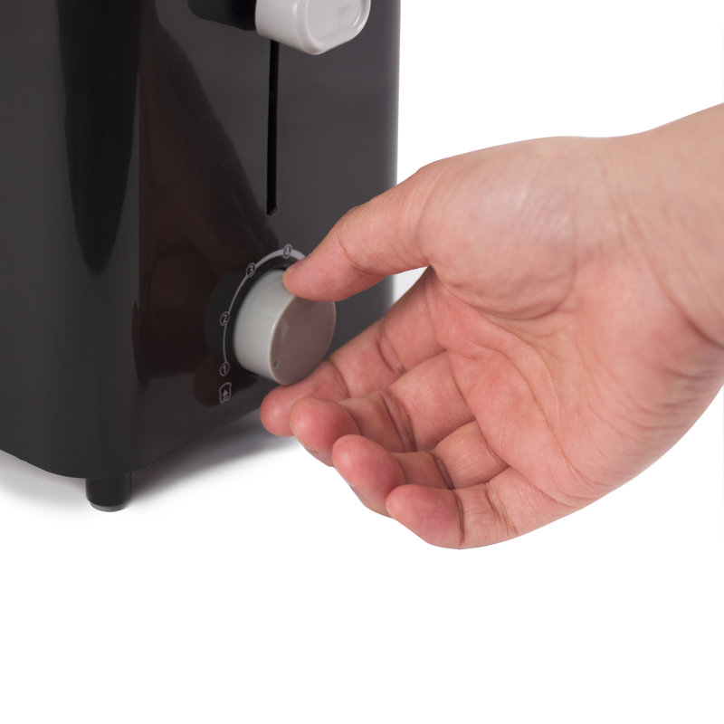 Compact Black Stainless Steel 2-Slice Toaster with Wide Slots