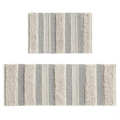 Woven Texture Stripe Bath Rug 22X58"