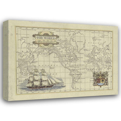 Trent Austin Design® Vision Studio Gallery Wrapped Canvas Art Titled: Antique Map of the World