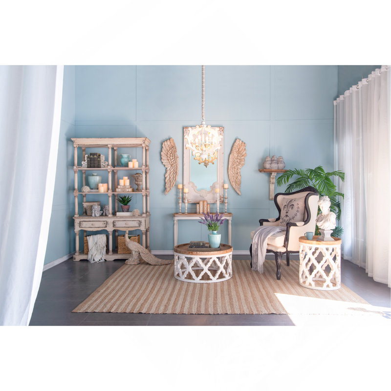 Lustre en bois 6 lumières, luminaire suspendu avec chaîne réglable pour le vestibule de la salle à manger de la cuisine, ampoule non incluse