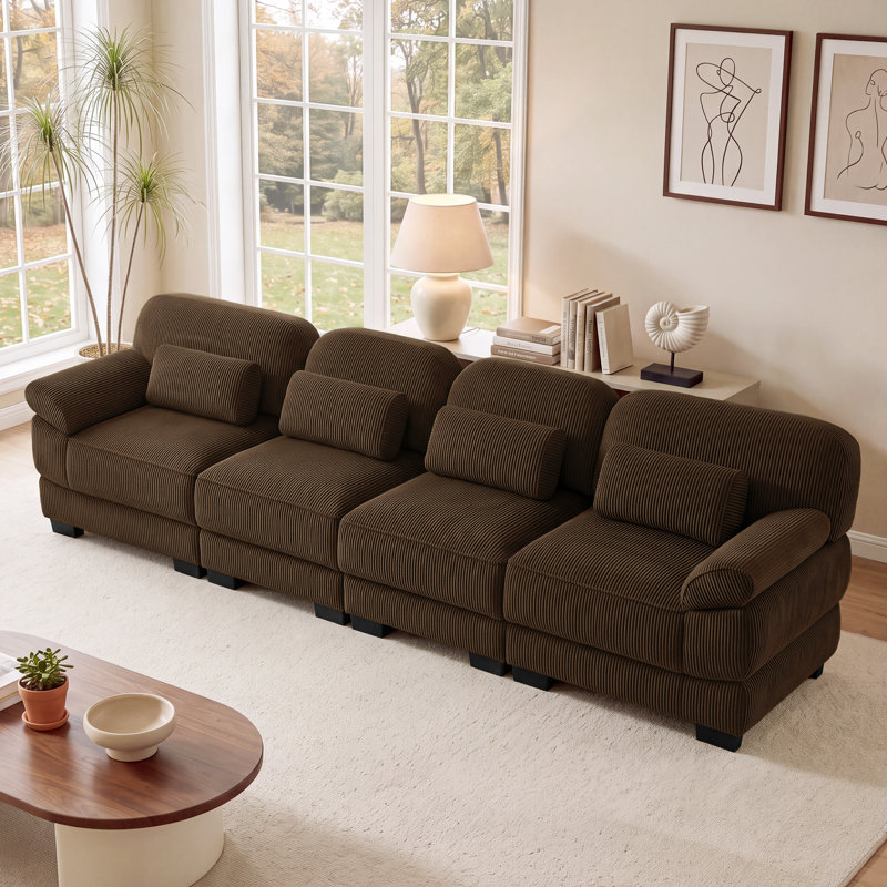 132.3 " Corduroy Sofa, Brun