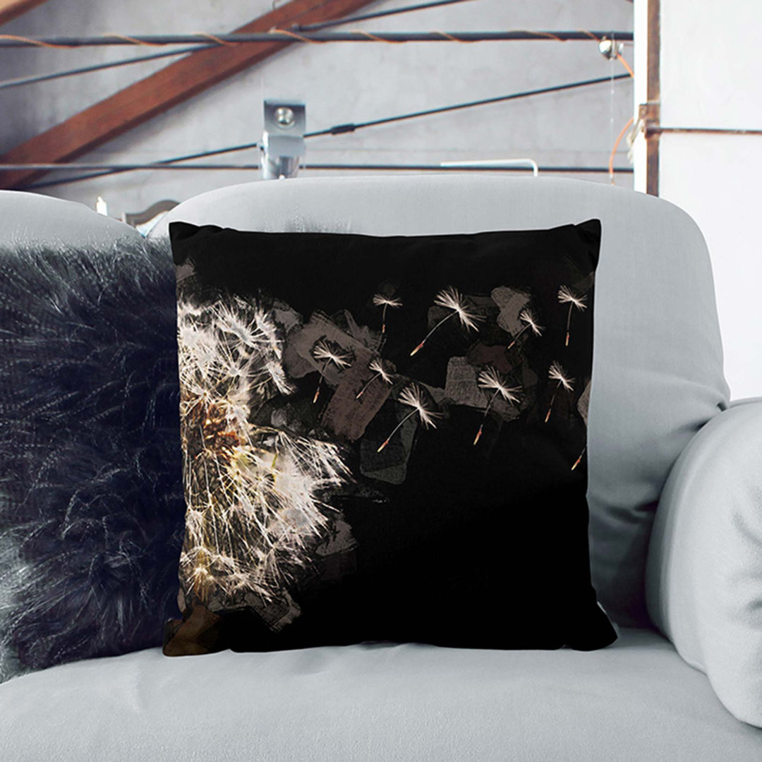 Dandelion Seeds in Flight in Abstract Cushion with Filling