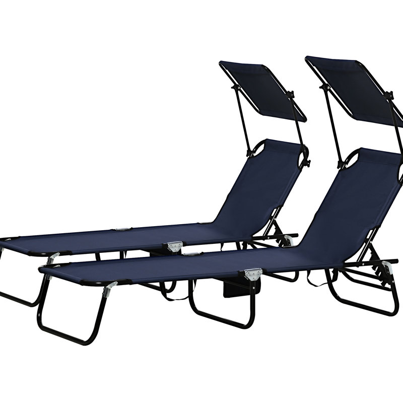 Chaises d'extérieur pliantes avec tissu respirant - Bleu foncé