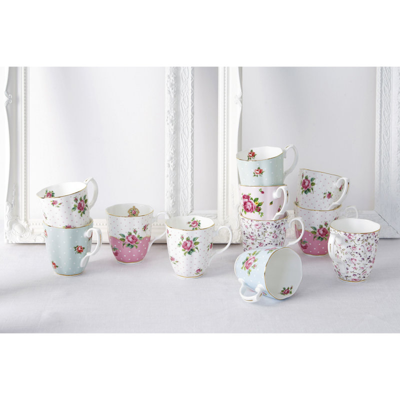 Tasse à café en os rose Royal Country New Country Roses
