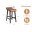 Ensemble de 2 tabourets de comptoir modernes de 26 pouces, tabourets de bar en similicuir brun avec structure et repose-pieds en bois massif, style Mid-Century-932184439