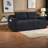 Compression 67 Inch Sofas, Corduroy 2 Seater with Storage Pockets, Black Modern Couch