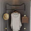 Stainless Steel Coat Rack Double Baskets Wheels