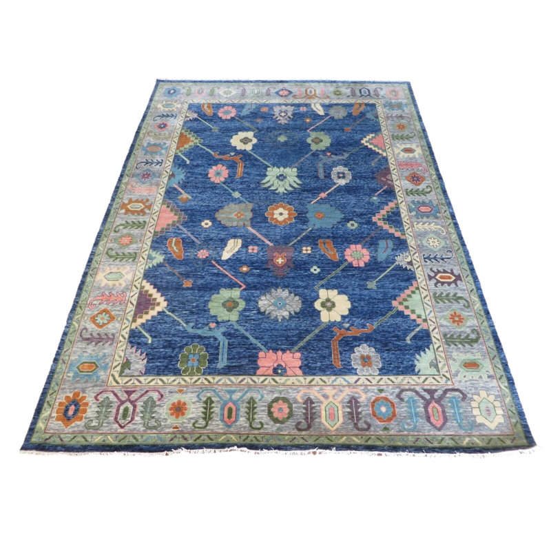 Tapis bleu marine unique de 10 pi 1 po x 13 pi 11 po