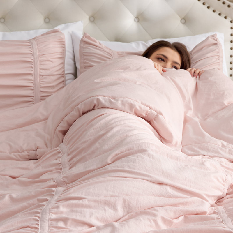 Ensemble d'édredon rose pour lit, Grand lit, Rose