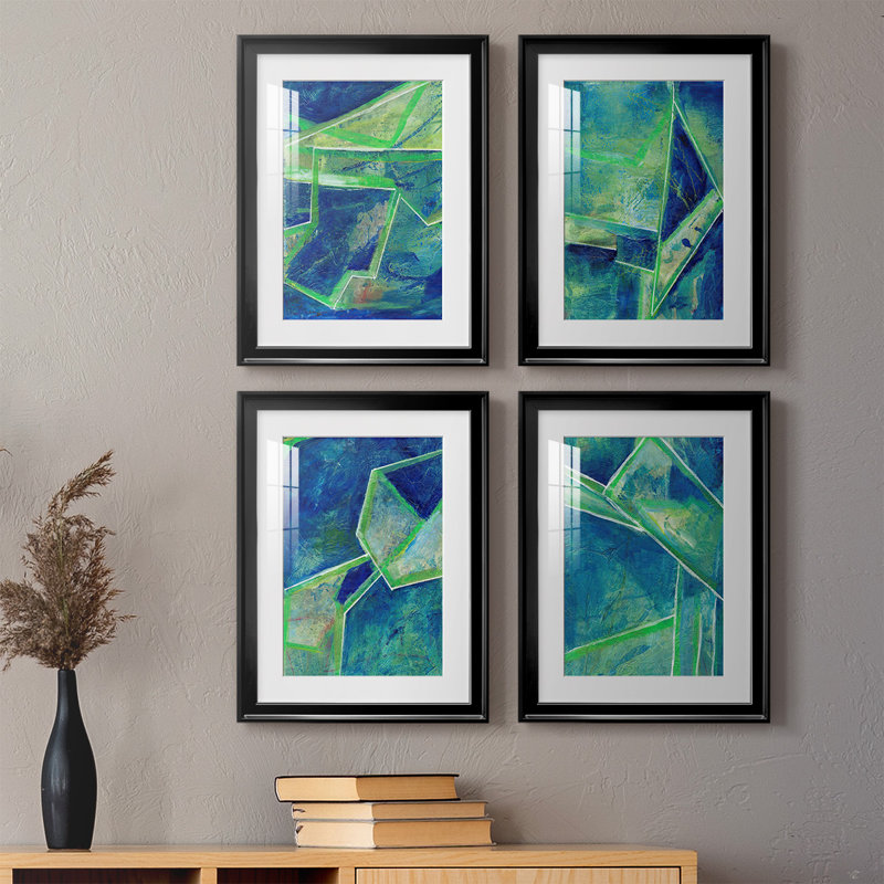 «Geometric In Cool I», reproduction encadrée de qualité supérieure - prête à être accrochée, H 73 po x l 53 po x P 1,25 po