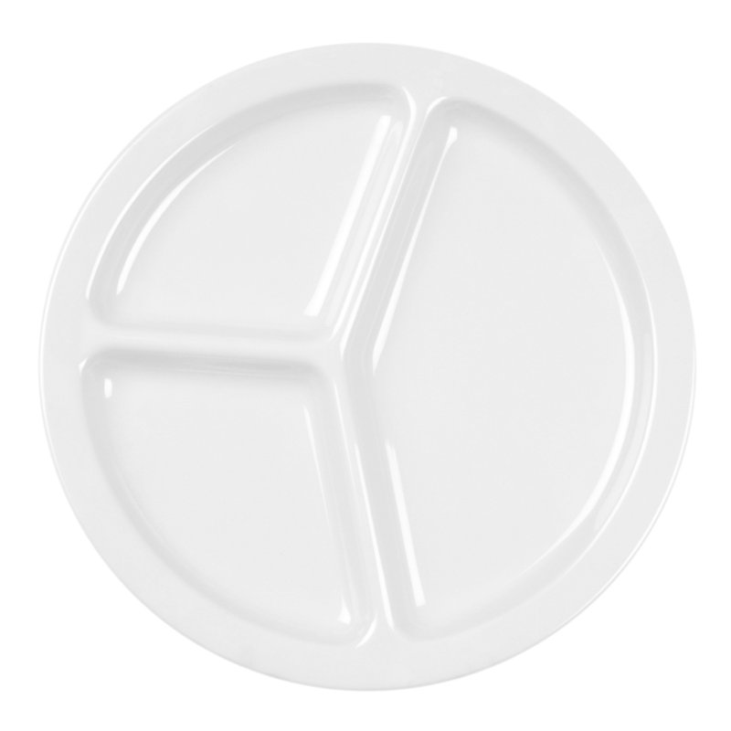 Plat de service divisée en mélamine rond Nustone, Blanc