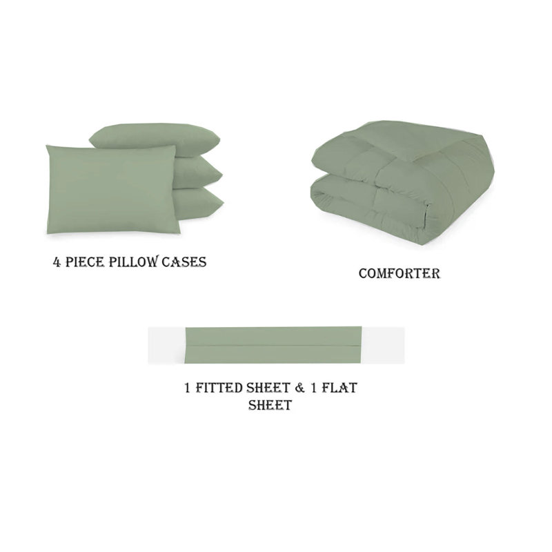 Luxury Soft Down Alternative Microfiber Lightweight Comforter Set Bed in a Bag, Sage