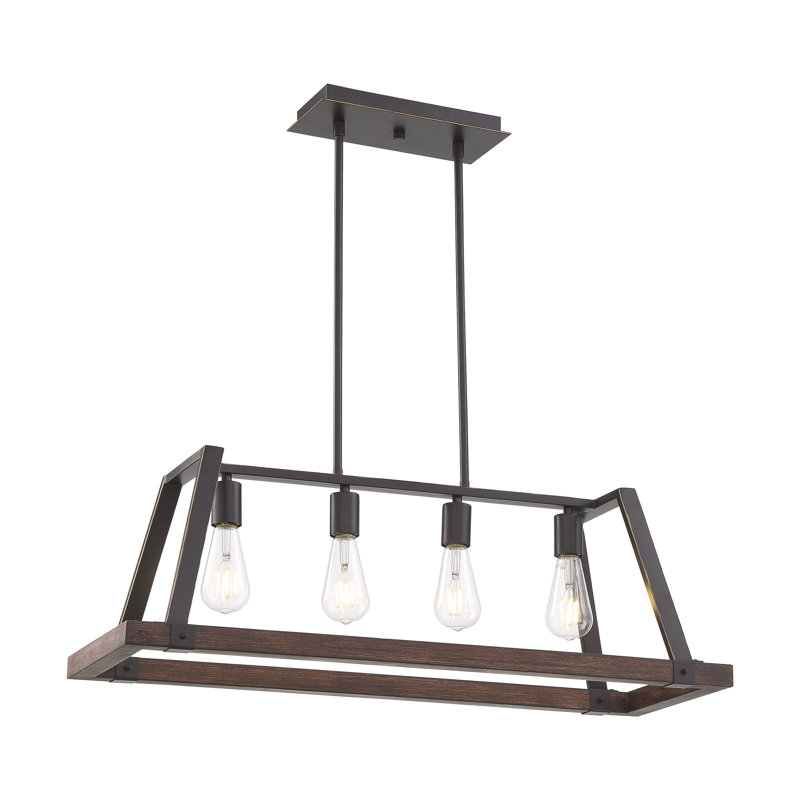 Bouck 4 - Light Kitchen Island Pendant, Mahogany Bronze/Nutmeg Wood