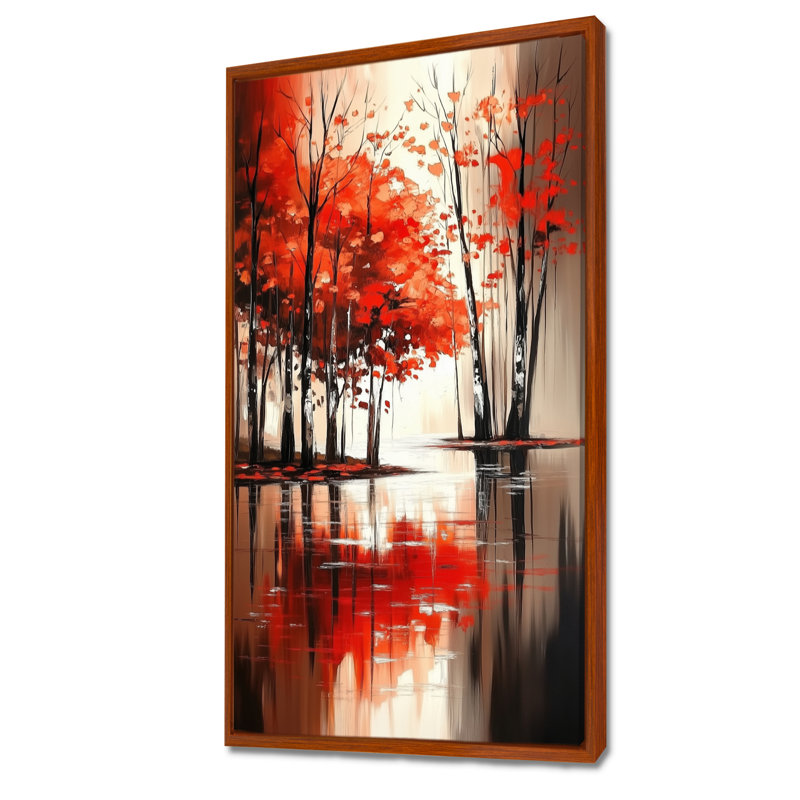 Décoration rouge rouge noir Saffo IV - Moody rouge, impressions encadrées nature, H 32 po x l 24 po, Cadre flottant brun