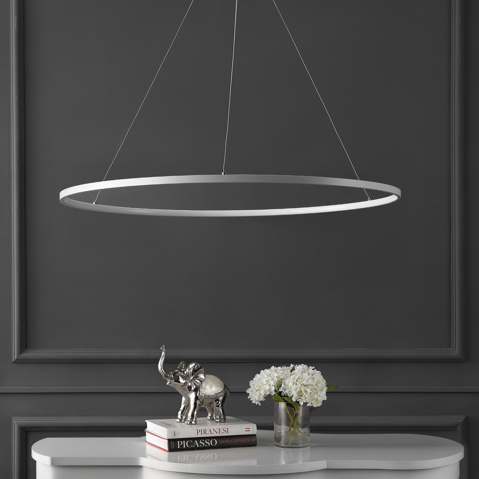 Odin Single Light Dimmable LED Pendant, 0.75" H x 34.88" W x 34.88" D, Matte White