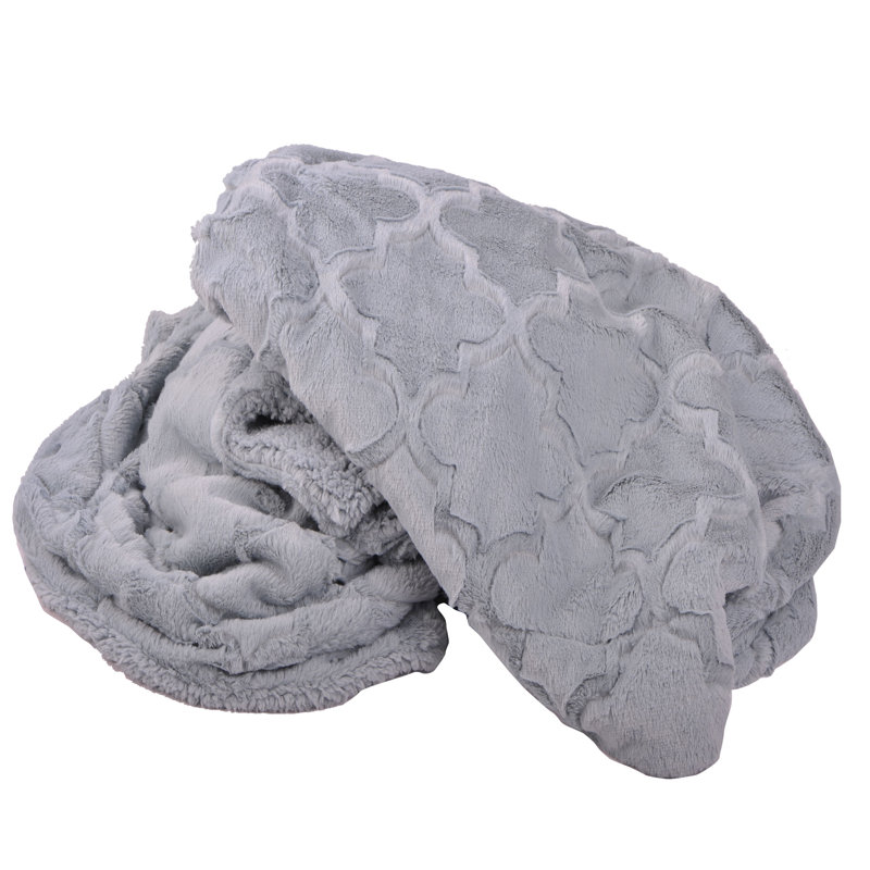 Jeté en fausse fourrure Ashley, Gris, L 80 po x L 60 po