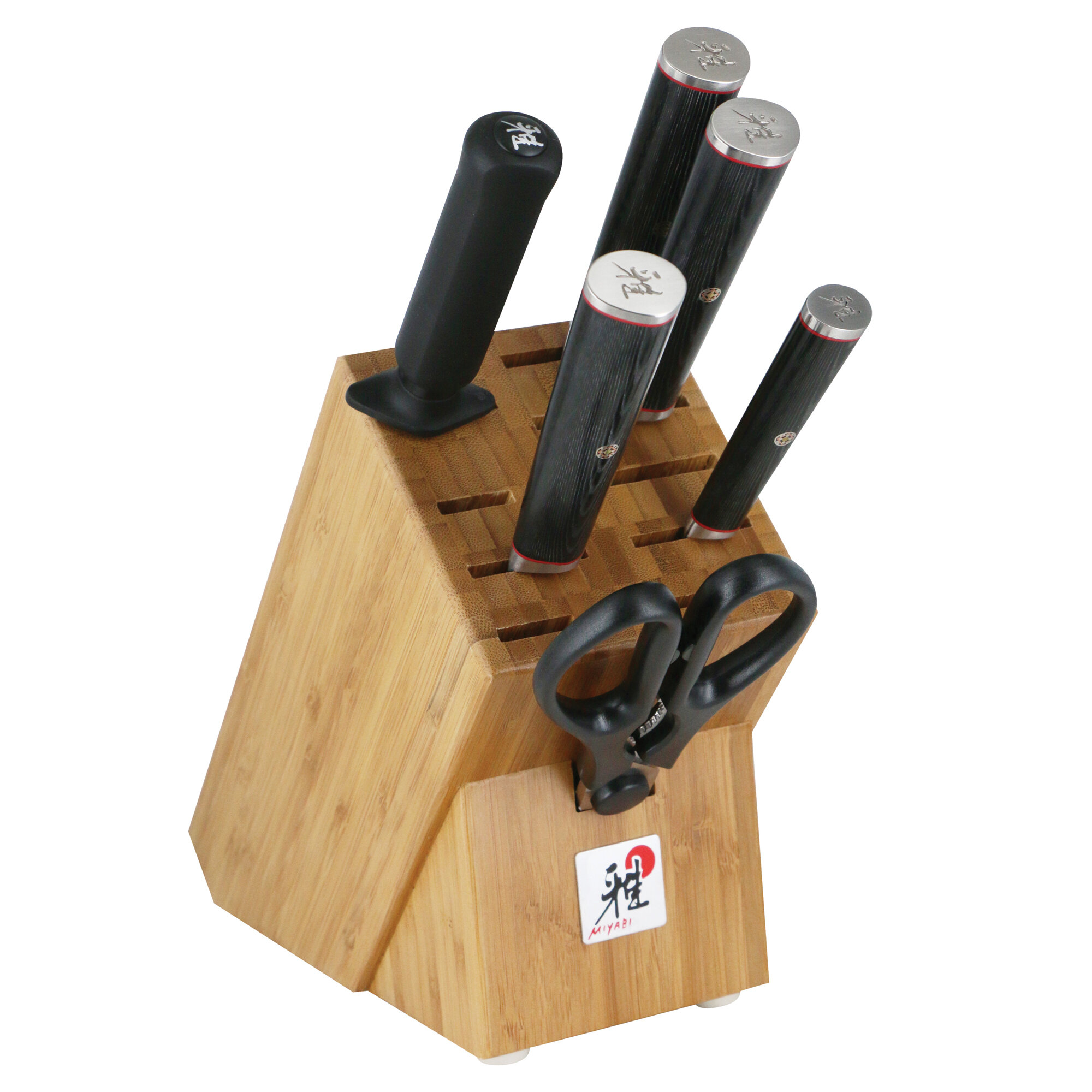 Miyabi Black Magnetic Easel Knife Block, Set of 8