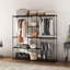 Open Wardrobe Closet Organizer, Free Standing Clothes Rail Wardrobe with 8 Shelves, 3 Hanging Rails, Black