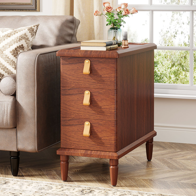 Advit Solid Wood 3 - Drawer End Table with Storage