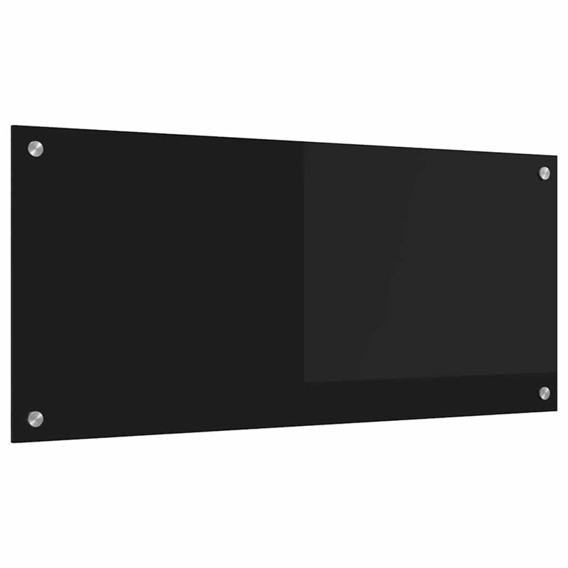 Vidaxl Kitchen Backsplash Tempered Glass Surface Modern Decor Home Style Chic, 90cm H x 40cm W, Black