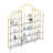 74.8 Inch 5 Tiers Office Bookcase Bookshelf, Display Shelf With Round Top, X Bar Frame