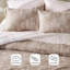 Ensemble d'édredon pour lit simple TG, literie botanique taupe clair, édredon réversible 2 pièces avec taie décorative assortie