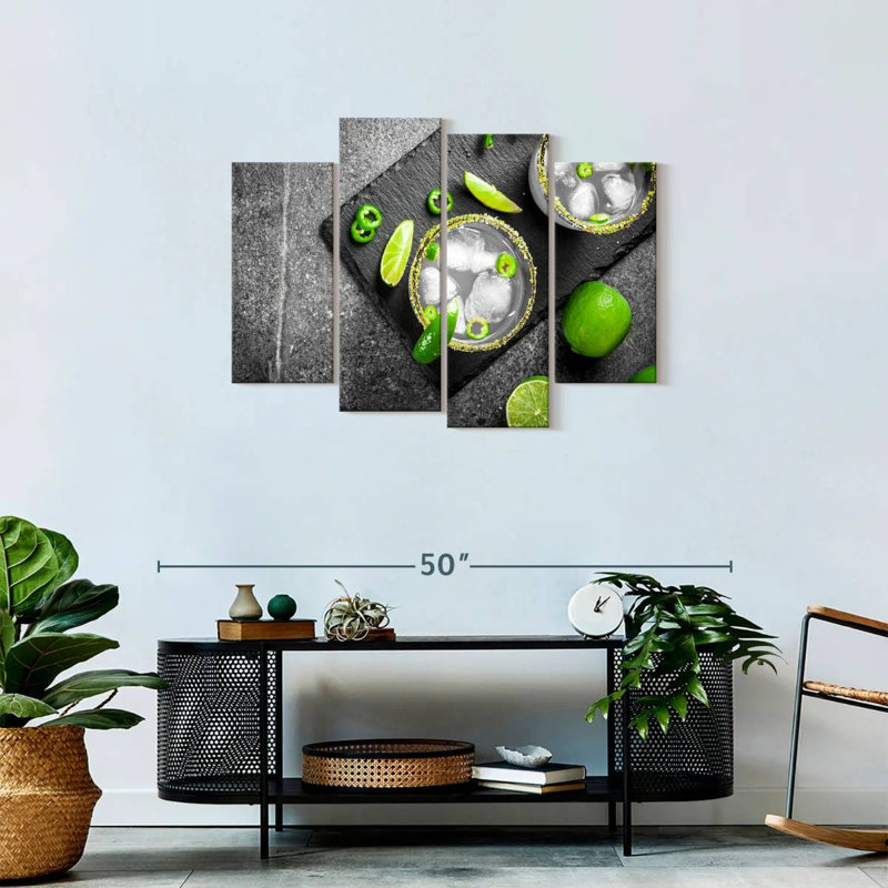 Cocktail mexicain cocktail sur toile, 4 pièces, H 27 po x l 43 po