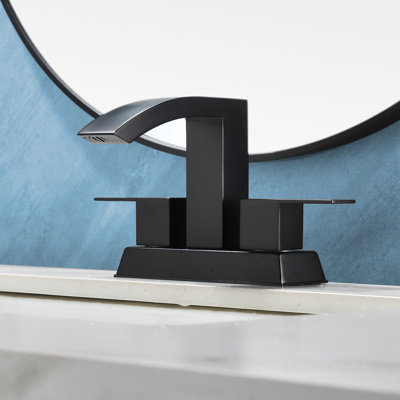 Waterfall Bathroom Sink Faucet 4 Inch Faucet 2 Handle Lead-free Centerset Bathroom Faucet With Water Supply Lines Pop Up Drain 2 Or 3 Holes Bathroom Basin Lavatory Mixer Taps