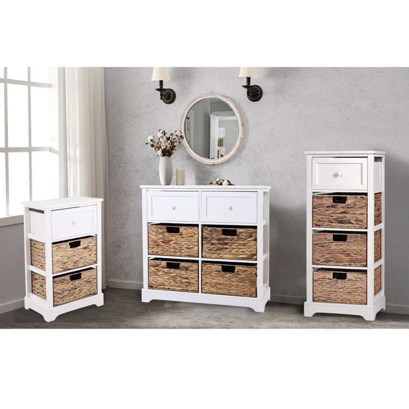 Commode décorative 4 tiroirs Hadi, Blanc