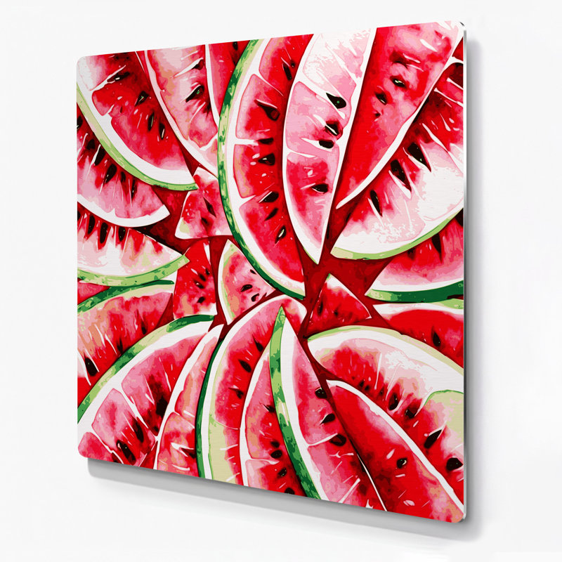 Art mural en métal rose sans pépins de fruits, H 16 po x l 16 po