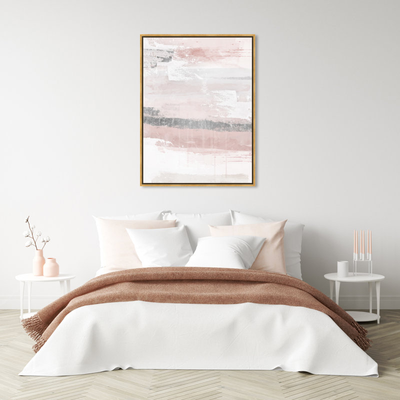 Éléments sophistiqués rosés - peinture, Toile encadrée dorée, H 36 po x l 30 po