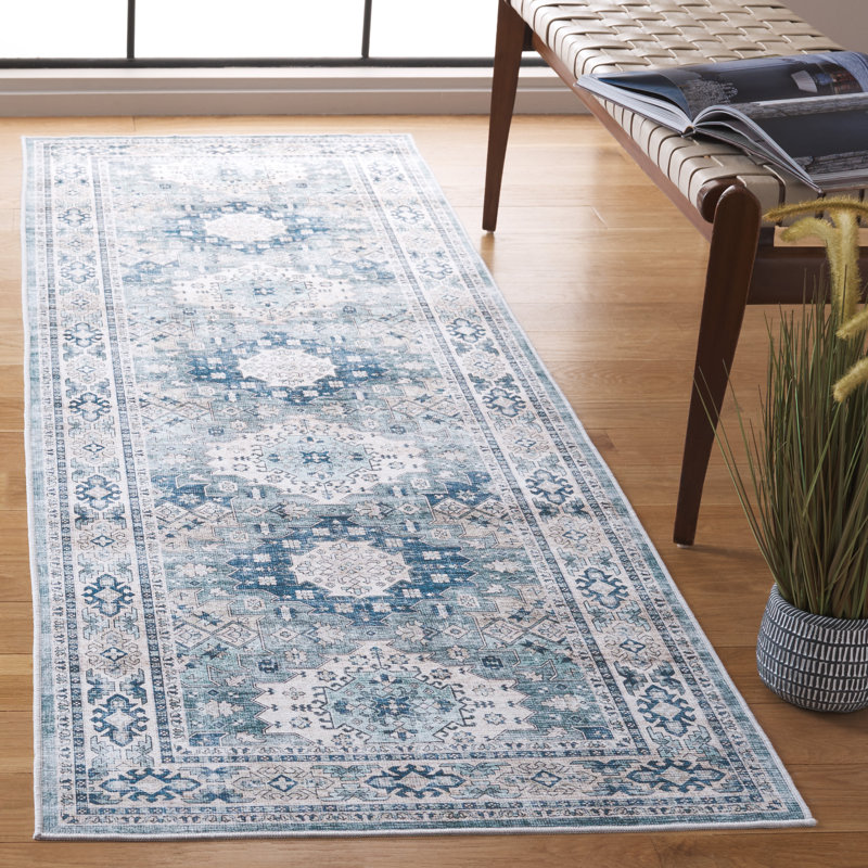 Tapis oriental lavable à la machine Abiha Performance, Tapis de couloir 2 pi 6 po x 8 pi