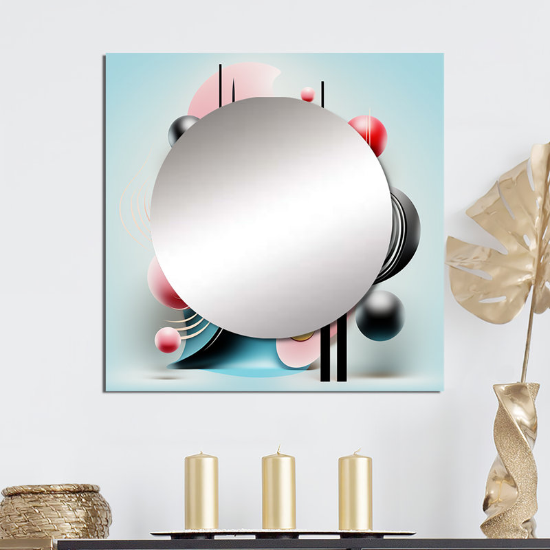 Menik - Miroir mural géométrique moderne pour salon, 23 po x 23 po