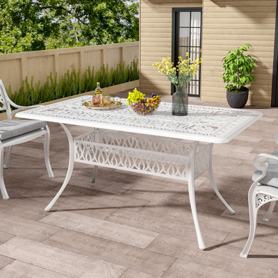 Cheetara Rectangular Metal Outdoor Dining Table With Umbrella Hole , 149.5cm cm W 89cm cm D