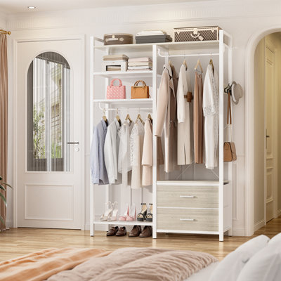 Porte-vêtements sur pied avec armoire à 2 tiroirs Jeremyiah