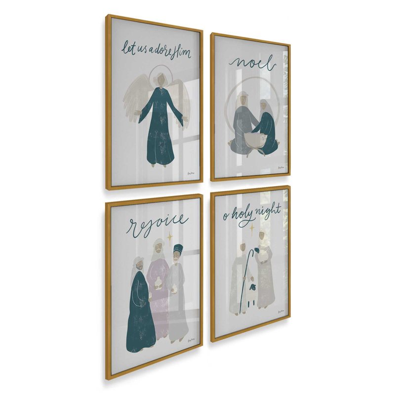 Heaven's Glow set of 4 Art Prints, Polished Gold, 24" x 18"