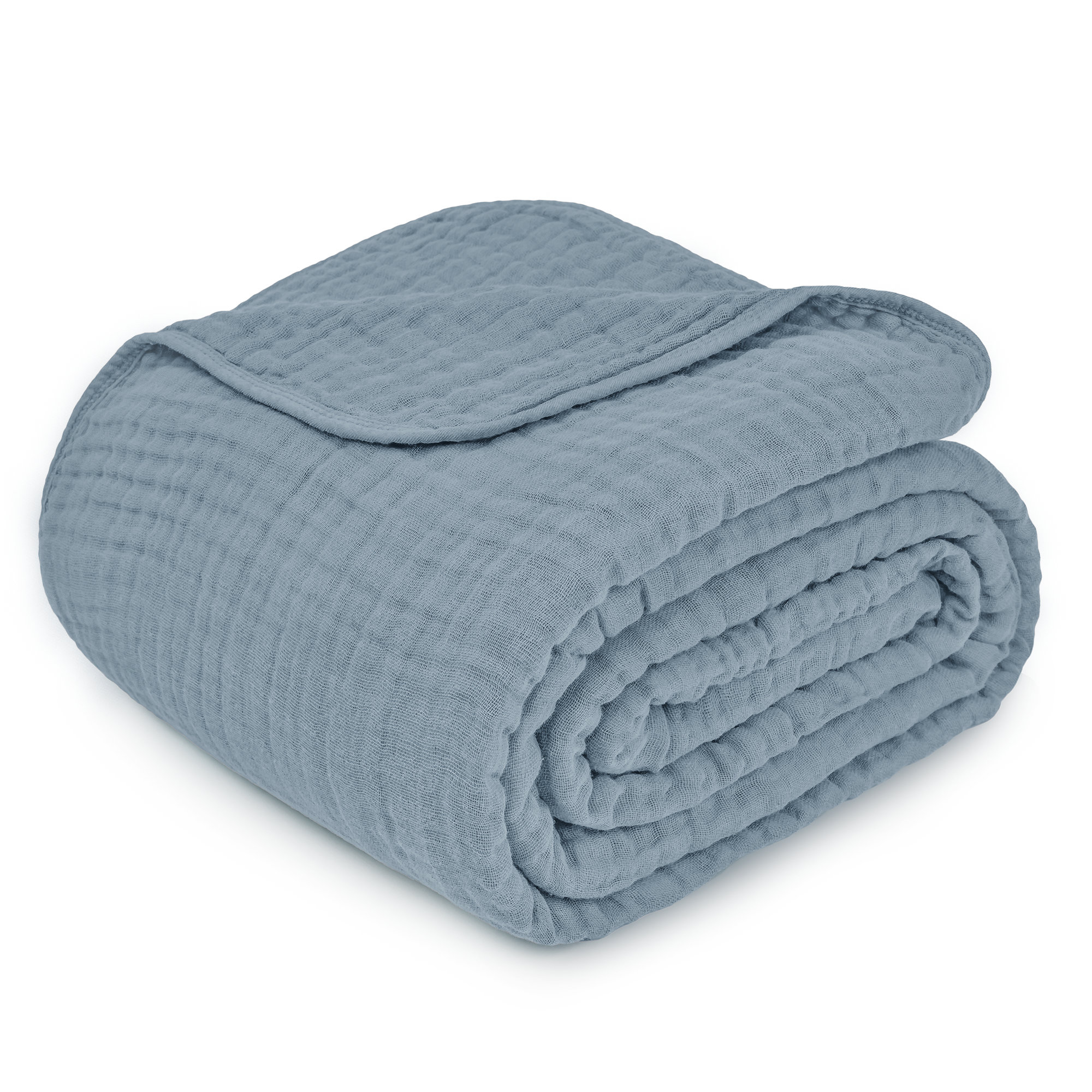 Karlina Muslin Blanket, Pacific Blue, Throw