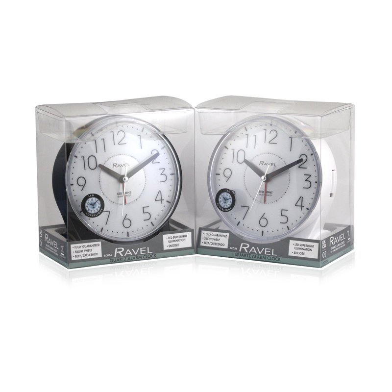 Analogue Quartz Movement / Crystal Alarm Tabletop Clock, Black