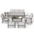 7-Piece Aluminum Patio Conversation Set With Coffee Table, End Table, Ottomans And Light Gray Cushions