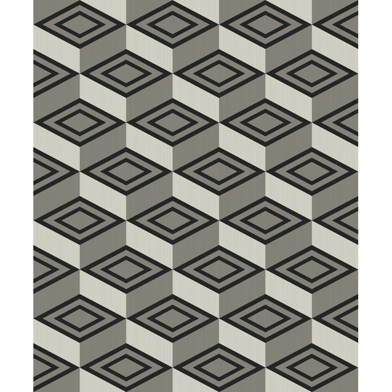 Papier peint non tissé Seabrook Designs Oat & Ebisu, Queue d'aronde / onyx métallique