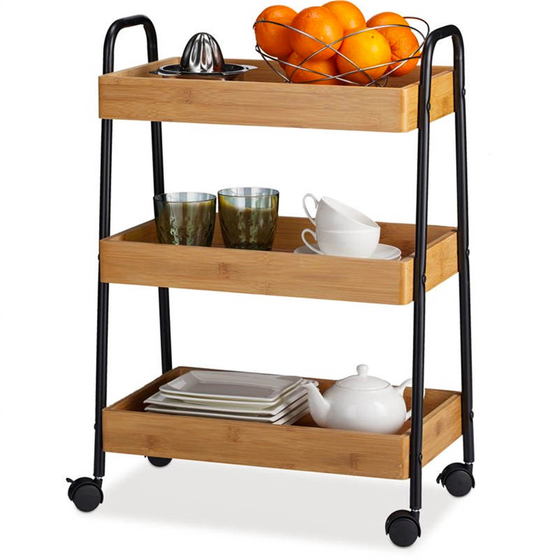 Eginhard Solid Wood Kitchen Cart