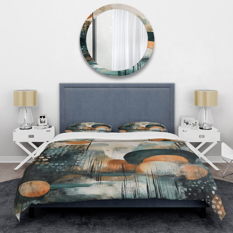 Ensemble de housse de couette en microfibre / polyester Green and Brown Artistic Libération III