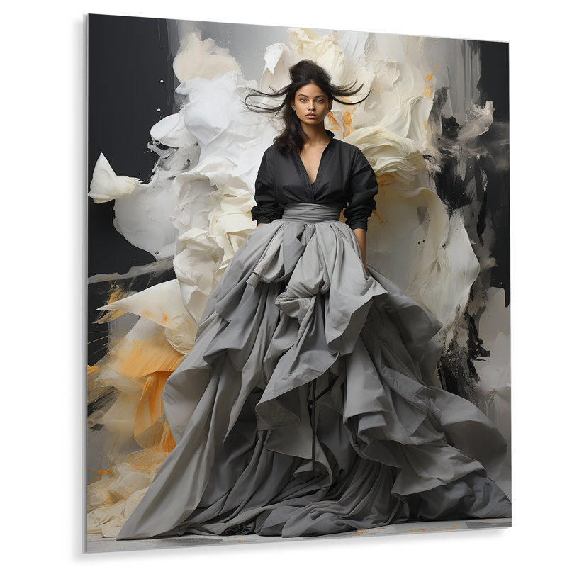 «Black Fashion» Fusion Couture création III - mode, art mural en métal, H 40 po x l 30 po x P 1,5 po