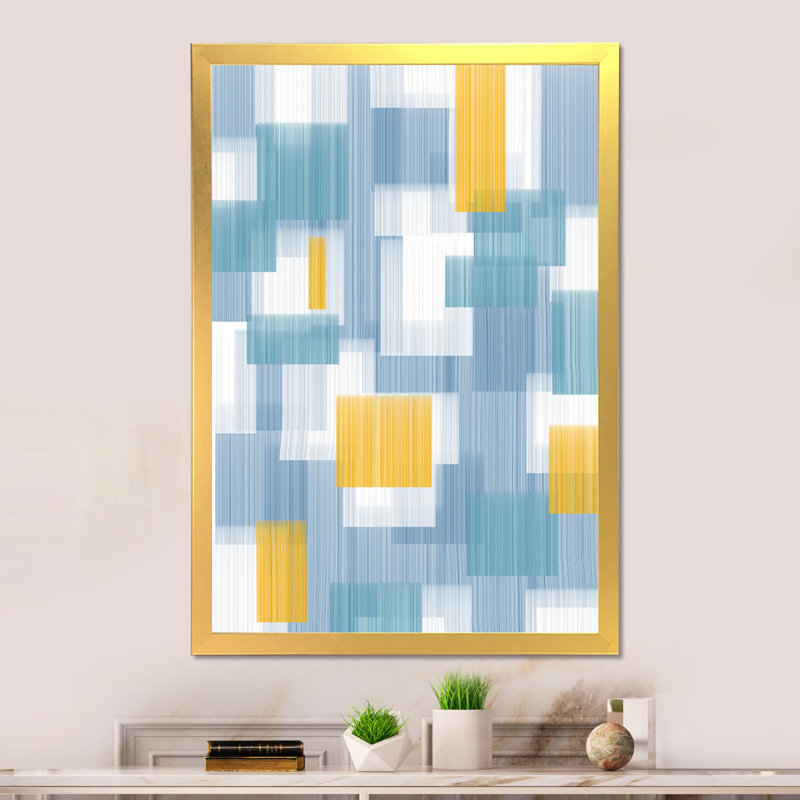 «Colorfields in Shades of Teal and Orange», reproduction de cadre photo sur toile, H 32 po x l 16 po x P 1 po, Cadre doré