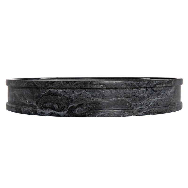 Kafka Black Marble Round Serving Trays - Set of 2