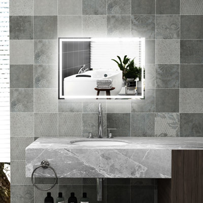 Dimmable Bathroom Mirror With Led Lights - 3 Colors & Memory Feature, Touch Control For Effortless Use, Adjustable Lighting, Tempered Glass, Wall Mount, Waterproof, 31.5"X23.5"X1.5 Memory, Sensor,