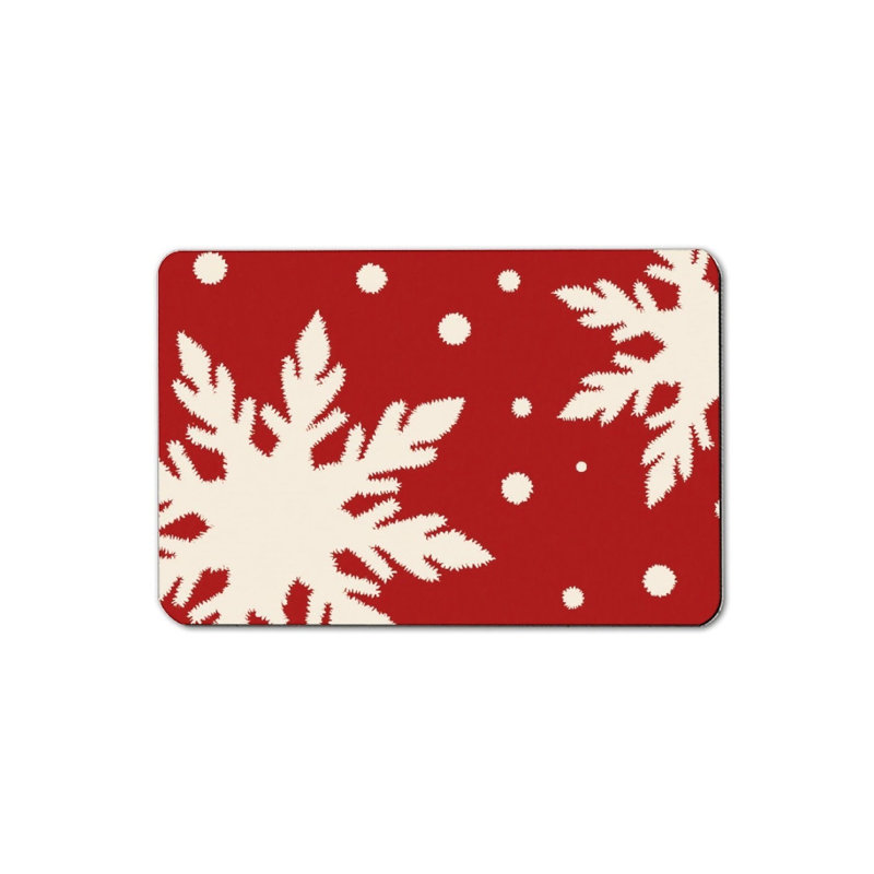 Red White Snowflake Design Bath Mat For Bathroom, 16 X 24