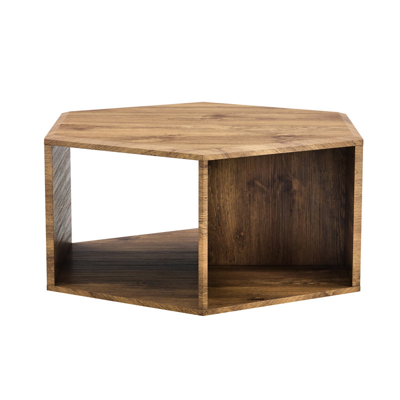 Table basse de style hexagonal - Autocollants à motifs, rangements multiples, finition lisse, moderne et chic pour la maison avec rangement saisissant, surface, facile à nettoyer