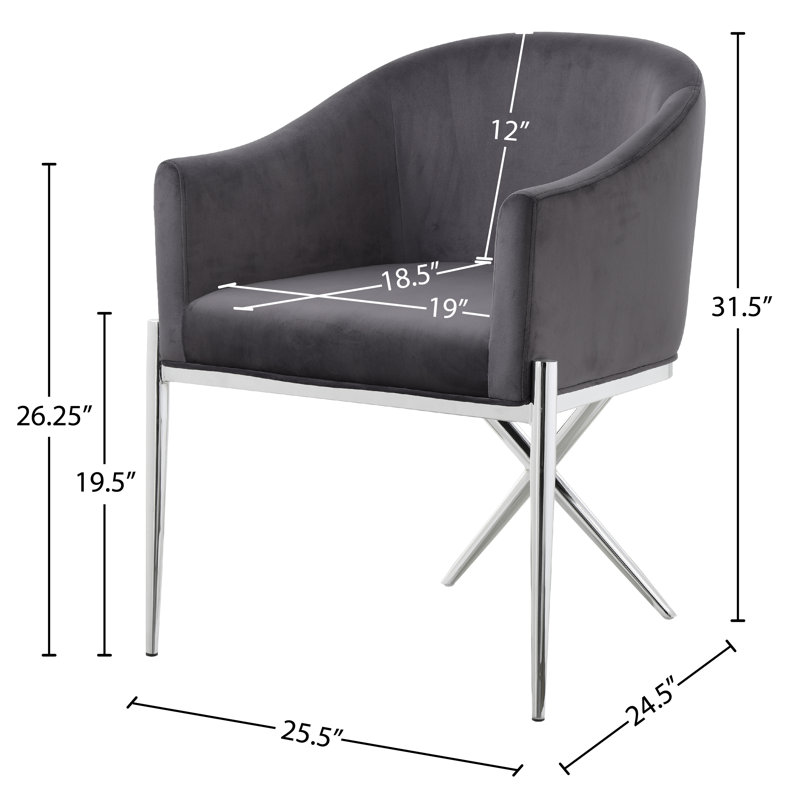 Chaise rembourrée Xavier, Chrome, Velours gris